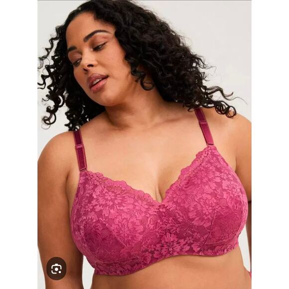 Torrid pink dream wire free bra lacey full coverage Women's size 44C - Picture 1 of 5
